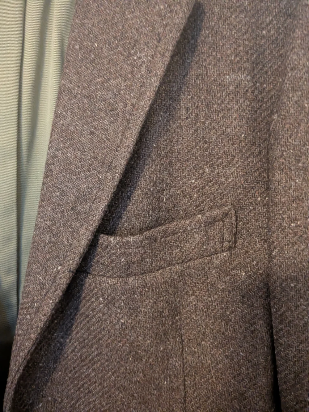 Tim Hamilton Designer Brown Herringbone Wool Blazer Leather Elbow Patches NWOT
